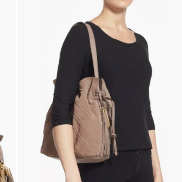 Nella Leather and Suede Hobo Bag Vince Camuto, Mink color - Picture 2 of 16